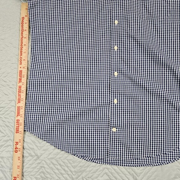 Peter Millar Shirt Mens L Blue White Gingham Check Button Up Cotton Silk Blend - Picture 6 of 10